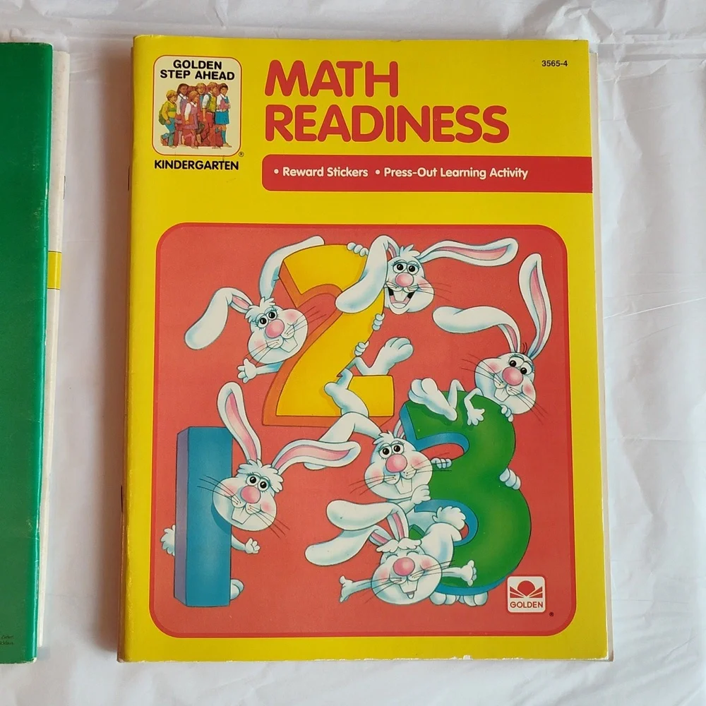 7 Vintage Pre-K Kindergarten & First Grade Educational Workbooks Coloring Books